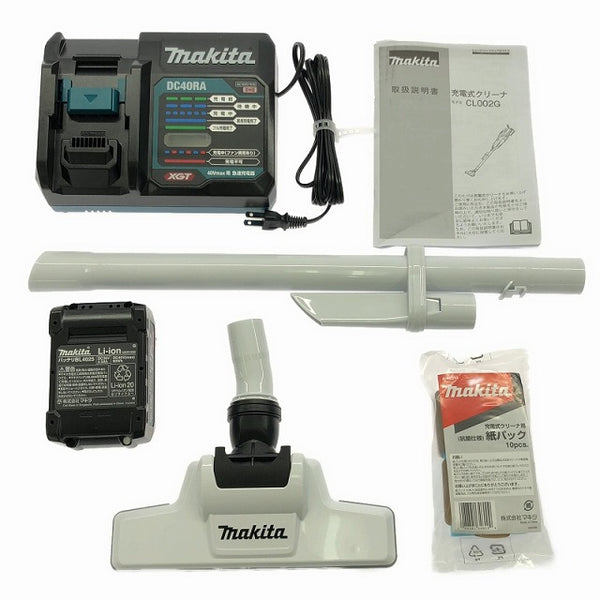☆未使用品☆makita マキタ 40Vmax 充電式クリーナ CL002GRDW バッテリ1個(40Vmax 2.5Ah)充電器 紙パック10枚付き 掃除機 - 10