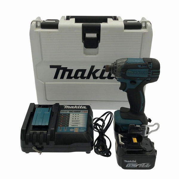 ☆中古品☆makita マキタ 14.4V 充電式インパクトドライバ TD138DRFX 青/ブルー バッテリー2個(14.4V 3.0Ah) 充電器 ケース付 - 3