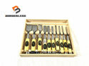 ☆未使用品☆狐 キツネ 追入10本組 鑿 グミ柄 組鑿 のみ ノミ 大工道具 宮大工133798 - 1