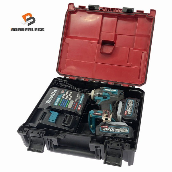 ☆比較的綺麗☆makita マキタ 40Vmax 充電式インパクトレンチ TW004GRDX バッテリ2個(2.5Ah) 充電器 ケース付 320N･m131998 - 1