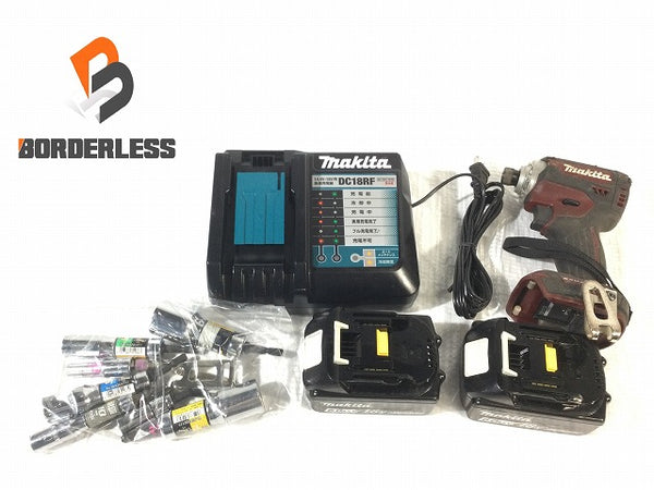 ☆中古品☆ makita マキタ 18V 充電式インパクトドライバー TD171DGXAR 赤/レッド バッテリー2個(6.0Ah) 充電器 ソケット付き - 1